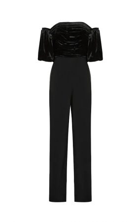 Чорний комбінезон Julianna з оксамитовим топом