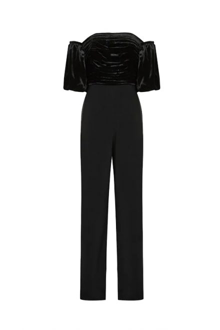 Чорний комбінезон Julianna з оксамитовим топом