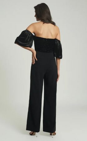 Чорний комбінезон Julianna з оксамитовим топом
