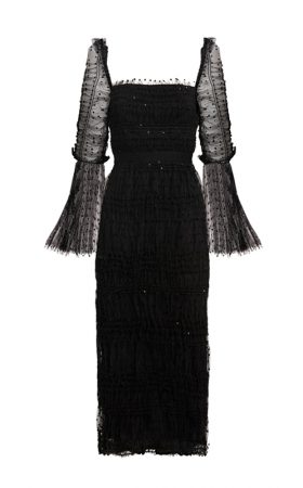 Чорна шифонова сукня із вирізом каре