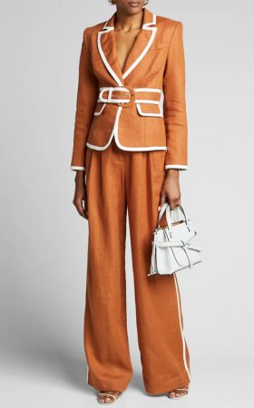 Лляний костюм із брюками-палаццо