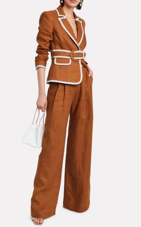 Лляний костюм із брюками-палаццо