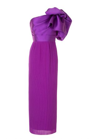 Пурпурна сукня з акцентним бантом