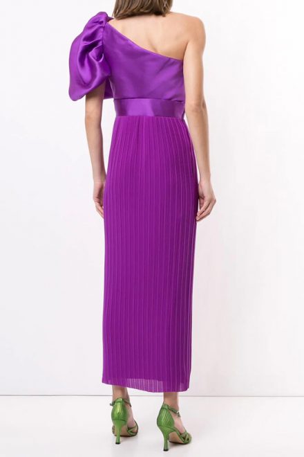Пурпурна сукня з акцентним бантом