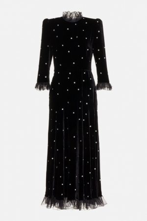 Чорна оксамитова сукня із кристалами