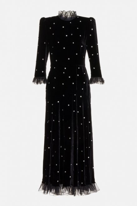 Чорна оксамитова сукня із кристалами