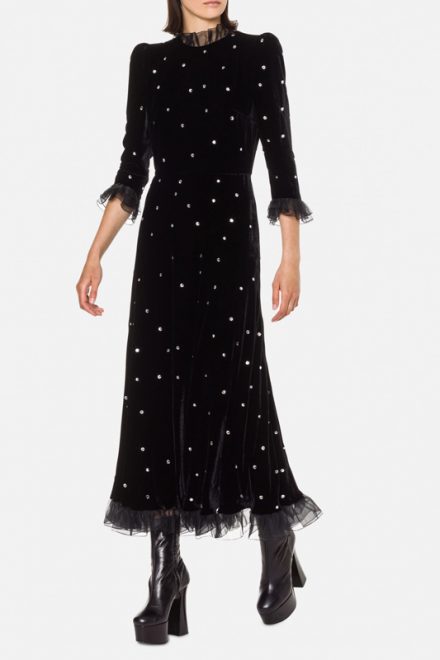 Чорна оксамитова сукня із кристалами
