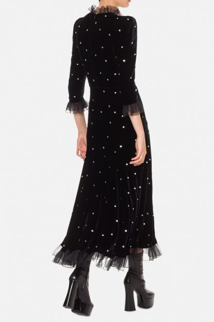 Чорна оксамитова сукня із кристалами