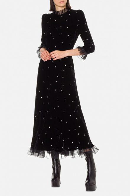 Чорна оксамитова сукня із кристалами