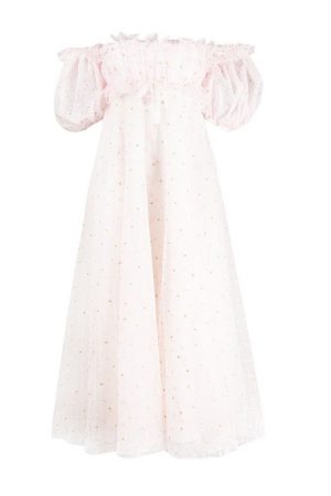 Сукня ніжно-бузкового відтінку з флористичною вишивкою