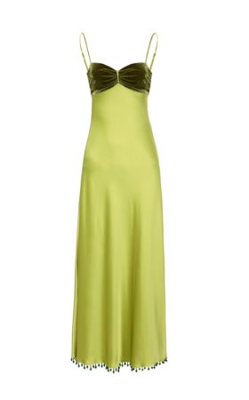 Сукня лаймового відтінку з оксамитовим ліфом