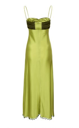 Сукня лаймового відтінку з оксамитовим ліфом