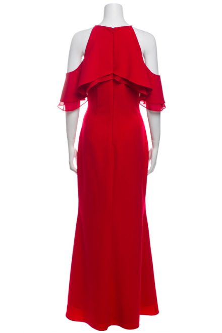 Червона сукня із оголеними плечами