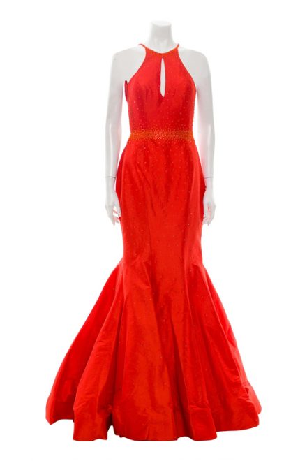 Червона бальна сукня з легким мерехтінням