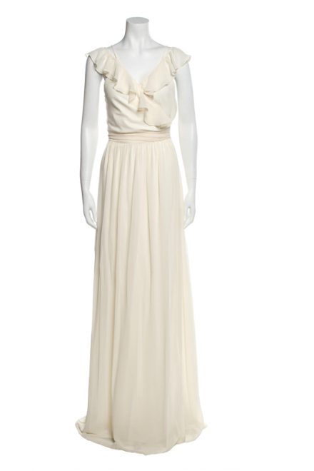 Сукня кремового відтінку з воланом на топі