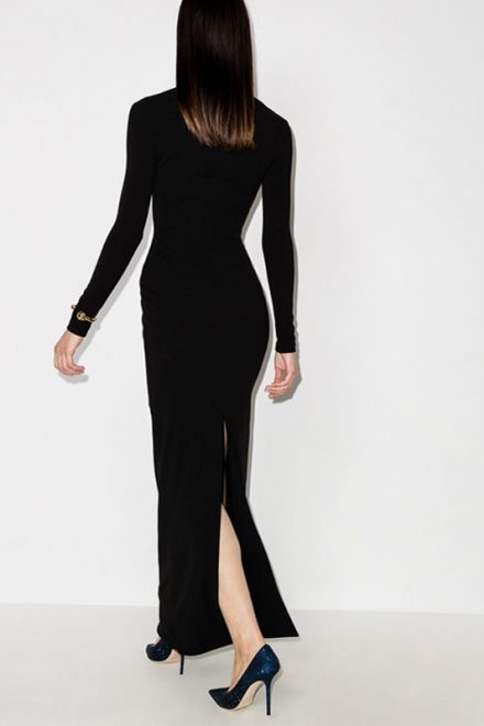 Чорна максі-сукня Clio з вирізом каре