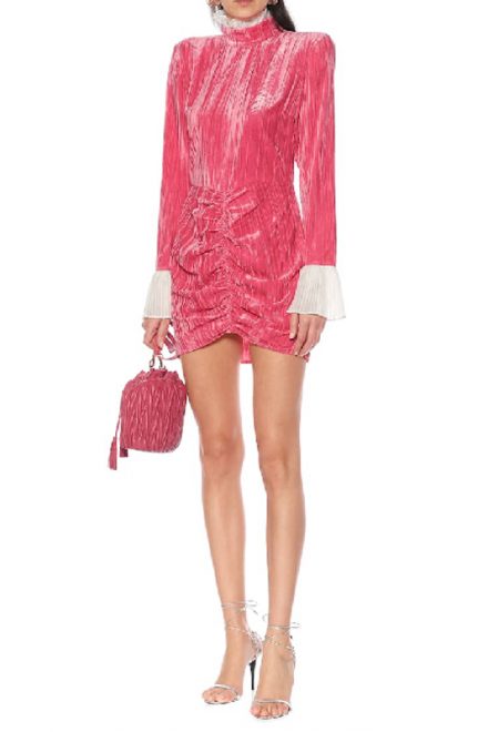Яскраво-рожева оксамитова міні сукня Miki