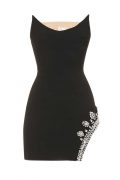 Міні-сукня без бретелів із декором кристалами