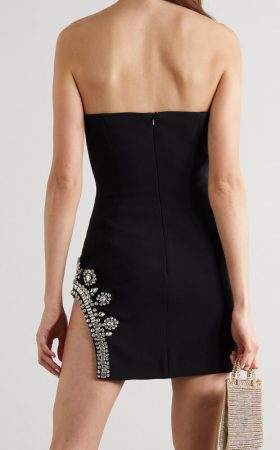 Міні-сукня без бретелів із декором кристалами