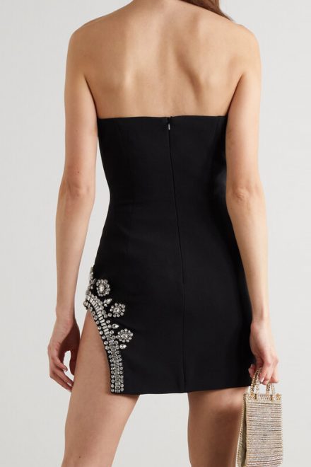 Міні-сукня без бретелів із декором кристалами