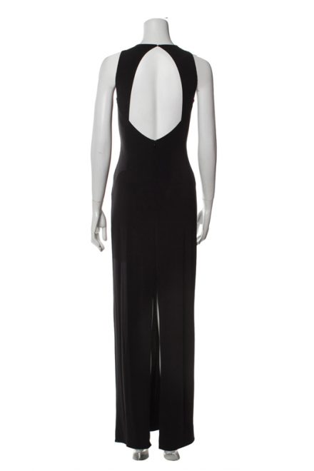 Чорна максі-сукня із прозорими вставками