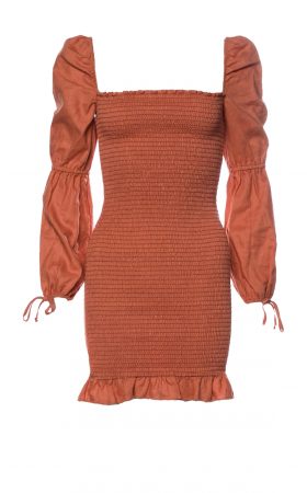 Лляна мінісукня з вирізом каре