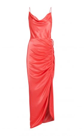 Коралова сукня у білизняному стилі