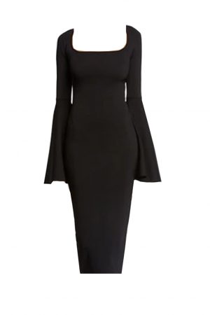 Чорна сукня Serra із рукавами-кльош
