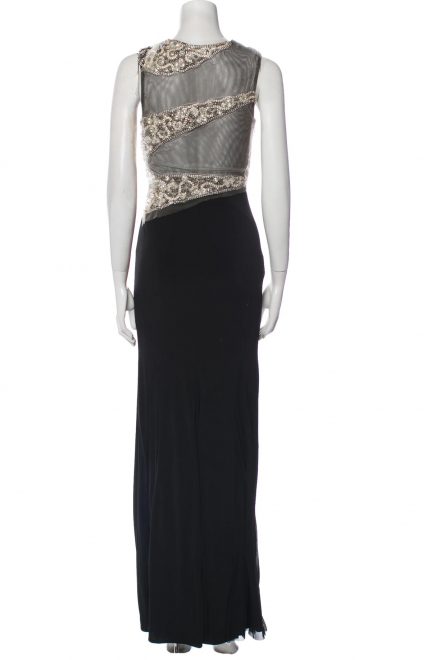 Вечірня сукня з асиметричним топом та декором кристалами