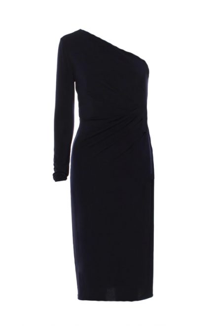 Темно-синя сукня на одне плече