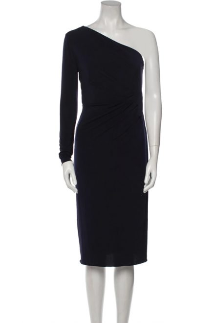 Темно-синя сукня на одне плече