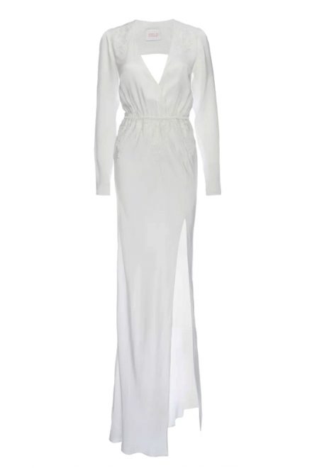 Вишукана біла сукня із глибоким вирізом