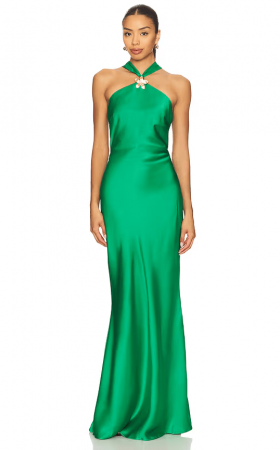 Елегантна смарагдова сукня Chara