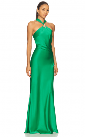 Елегантна смарагдова сукня Chara